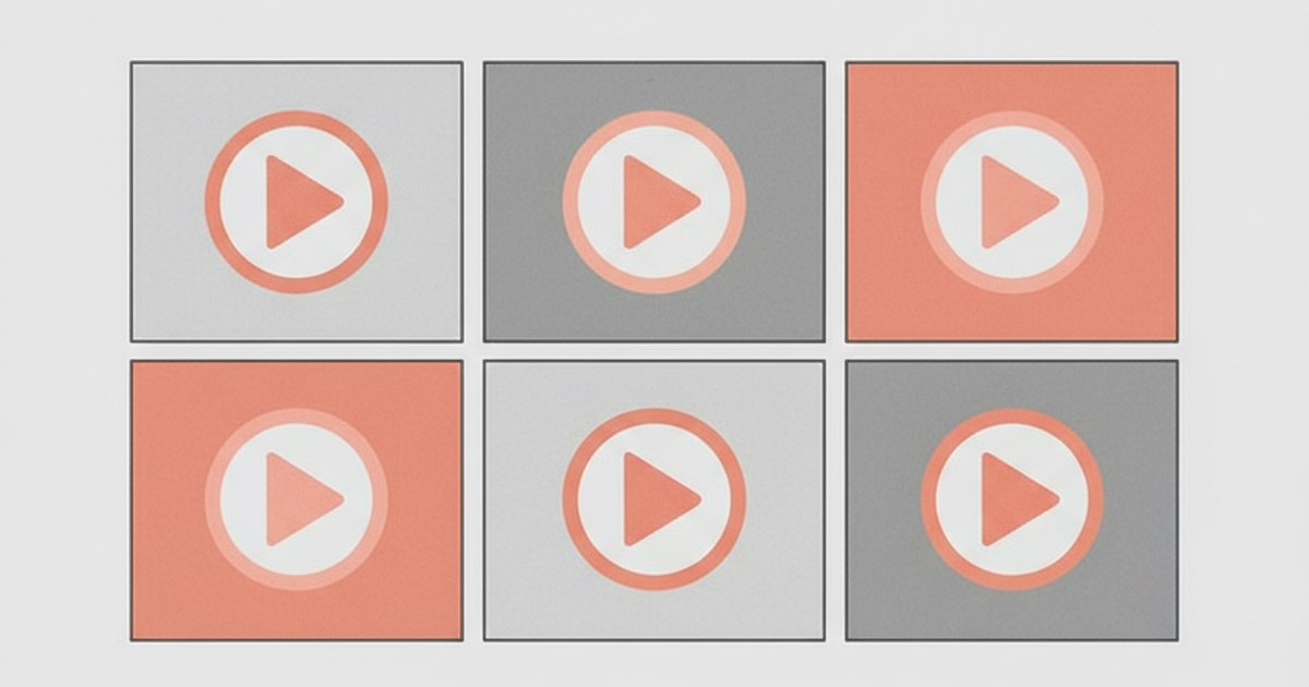 A grid of six video thumbnails with play buttons.